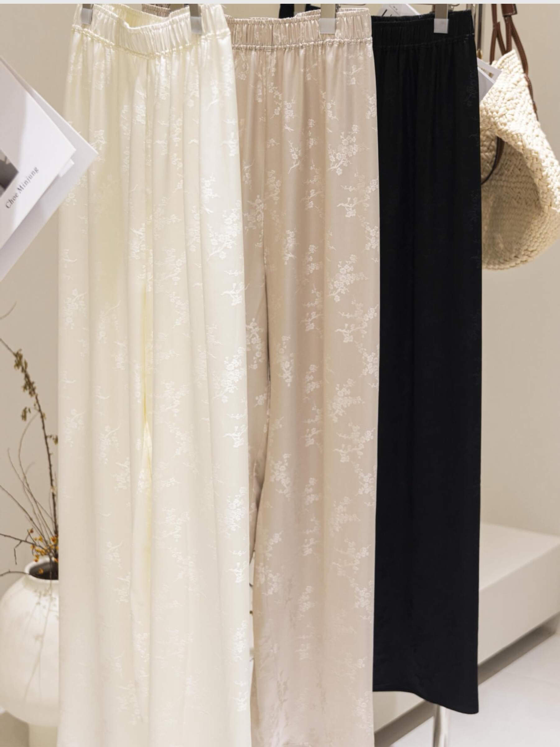 Zijden jacquard broek