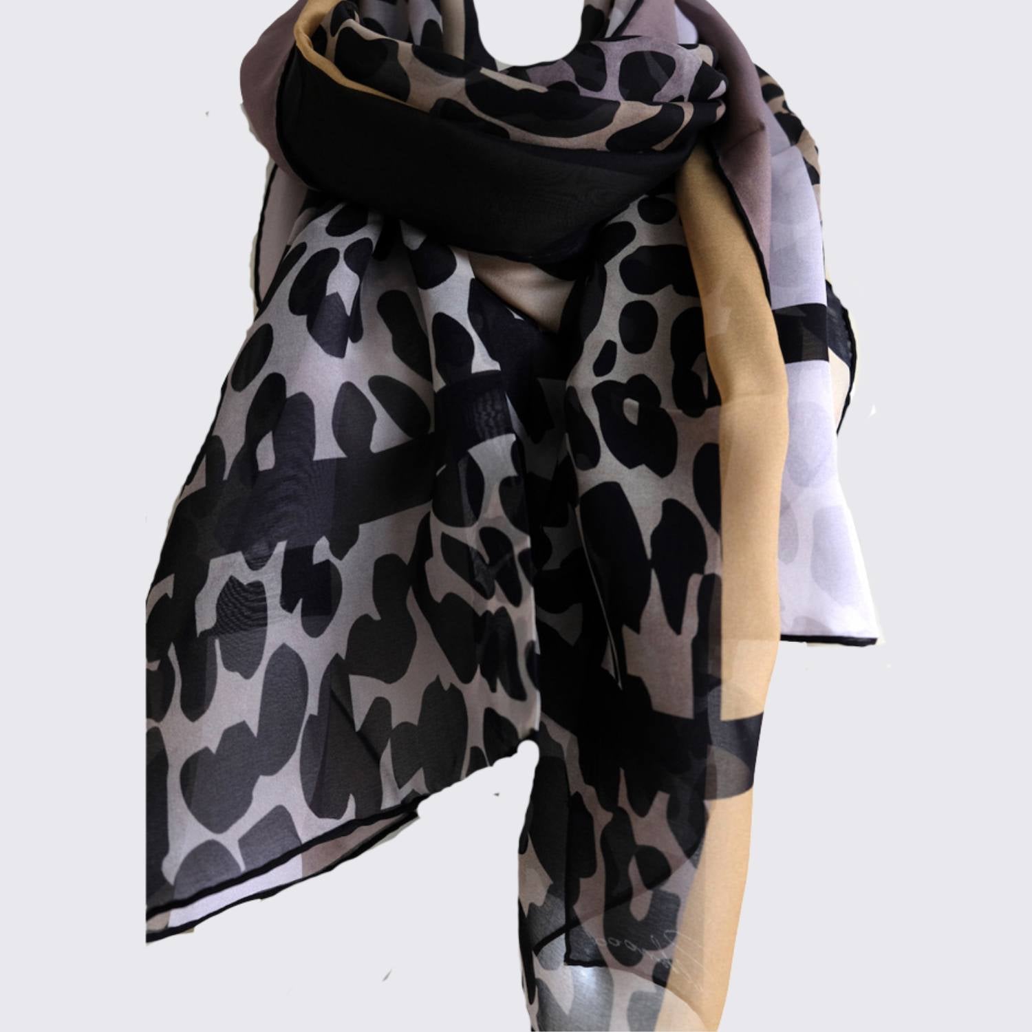 Animal print silk scarf