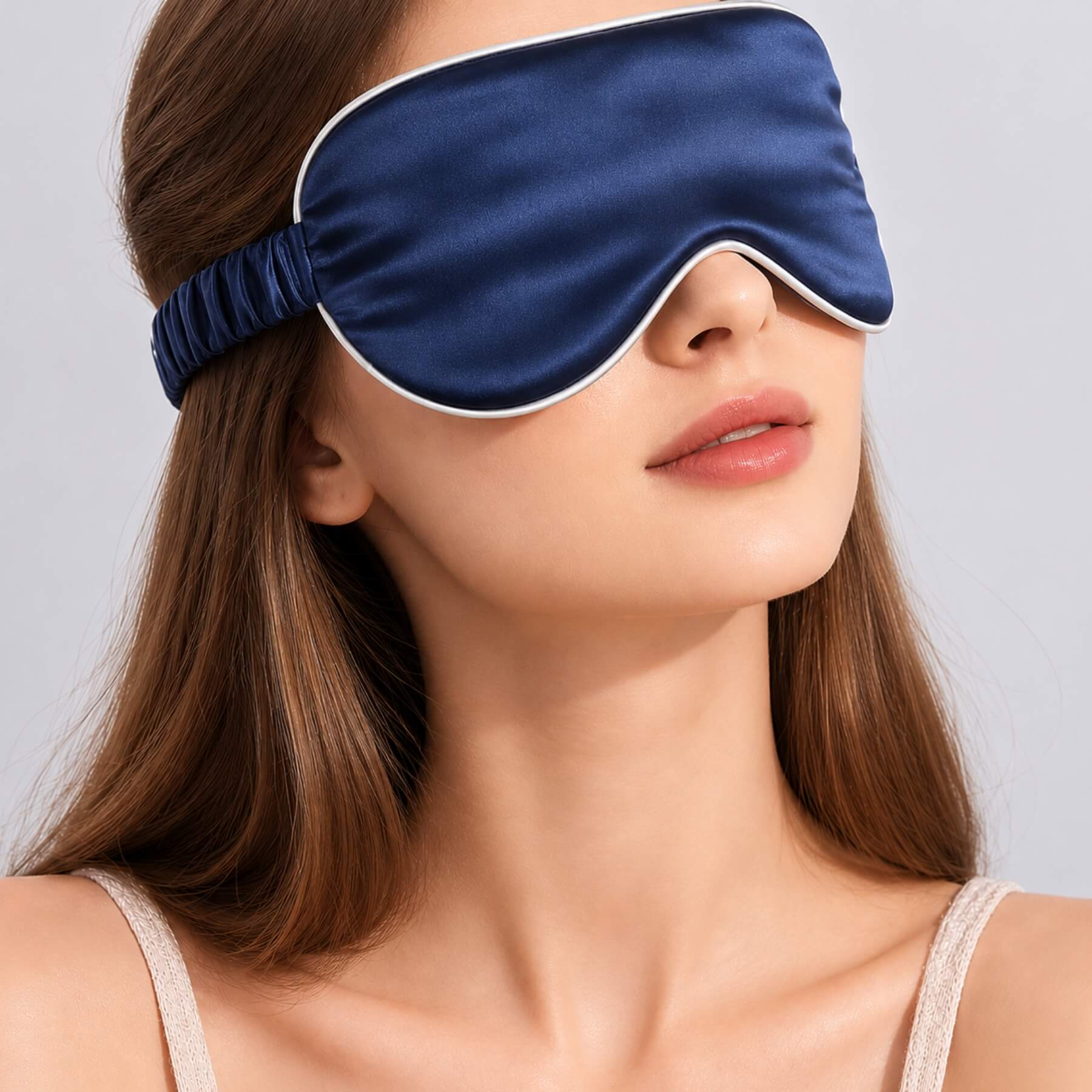Silk eye mask with silk-wrapped elastic band