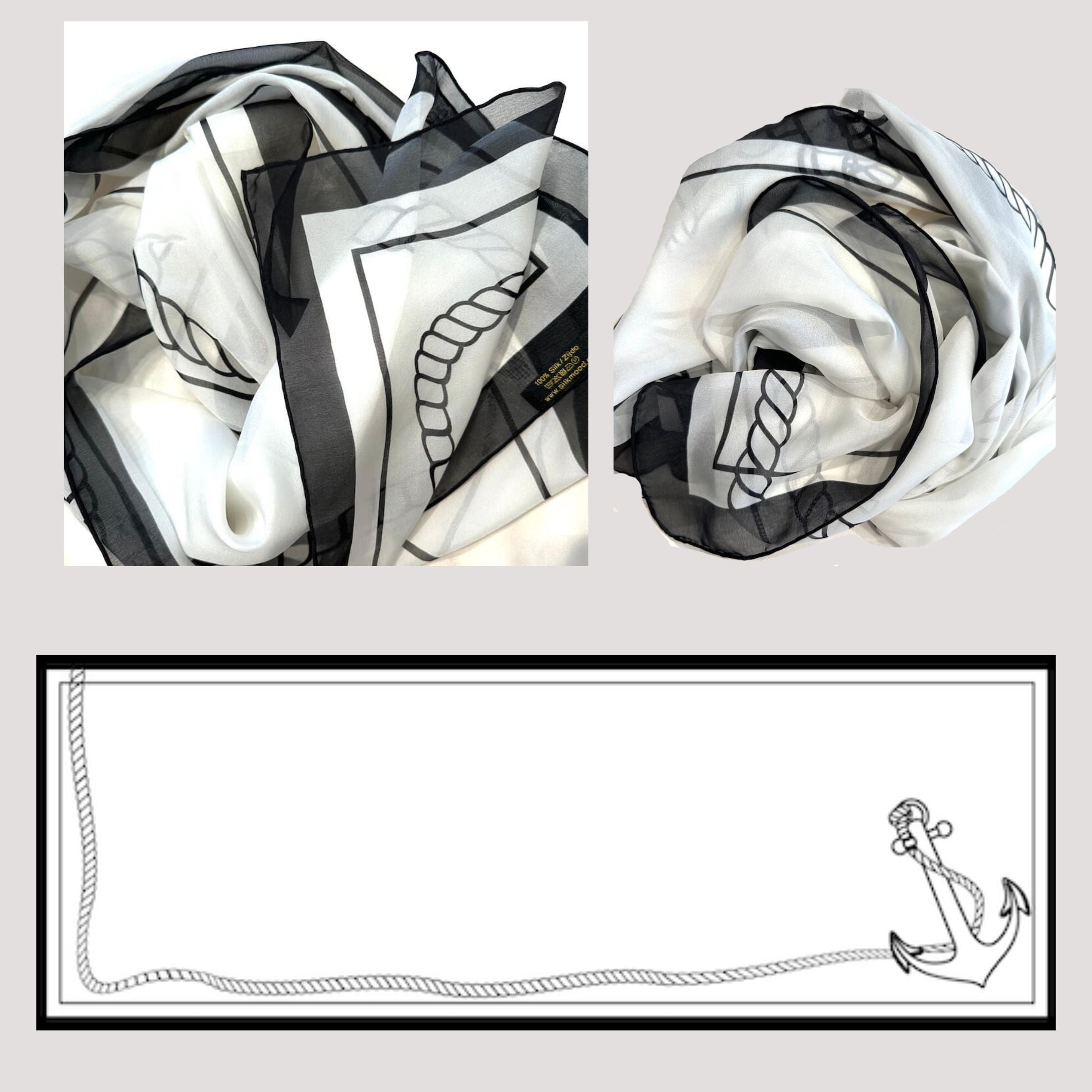 Silk chiffon scarf - Anchor
