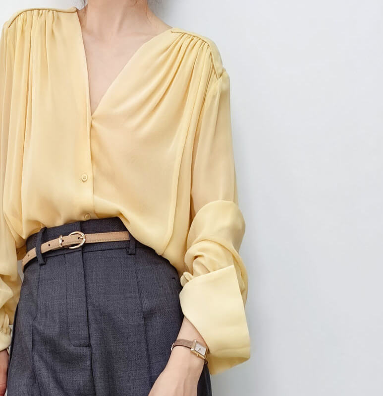 Blouse en soie en mousseline double épaisseur (Vente d’échantillon)