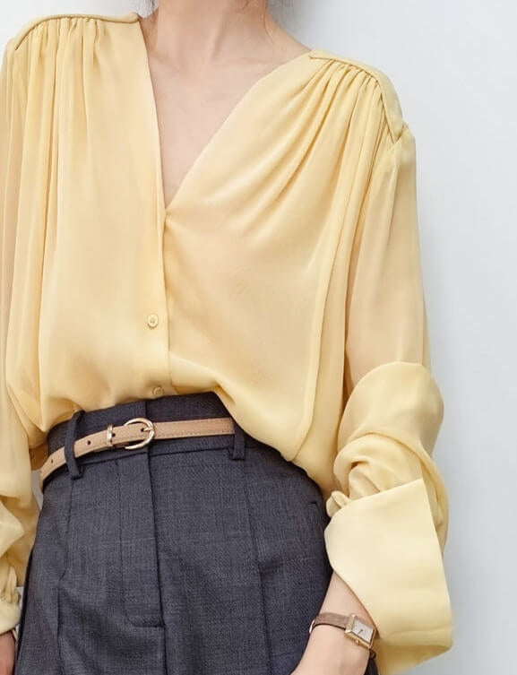 Blouse en soie en mousseline double épaisseur (Vente d’échantillon)