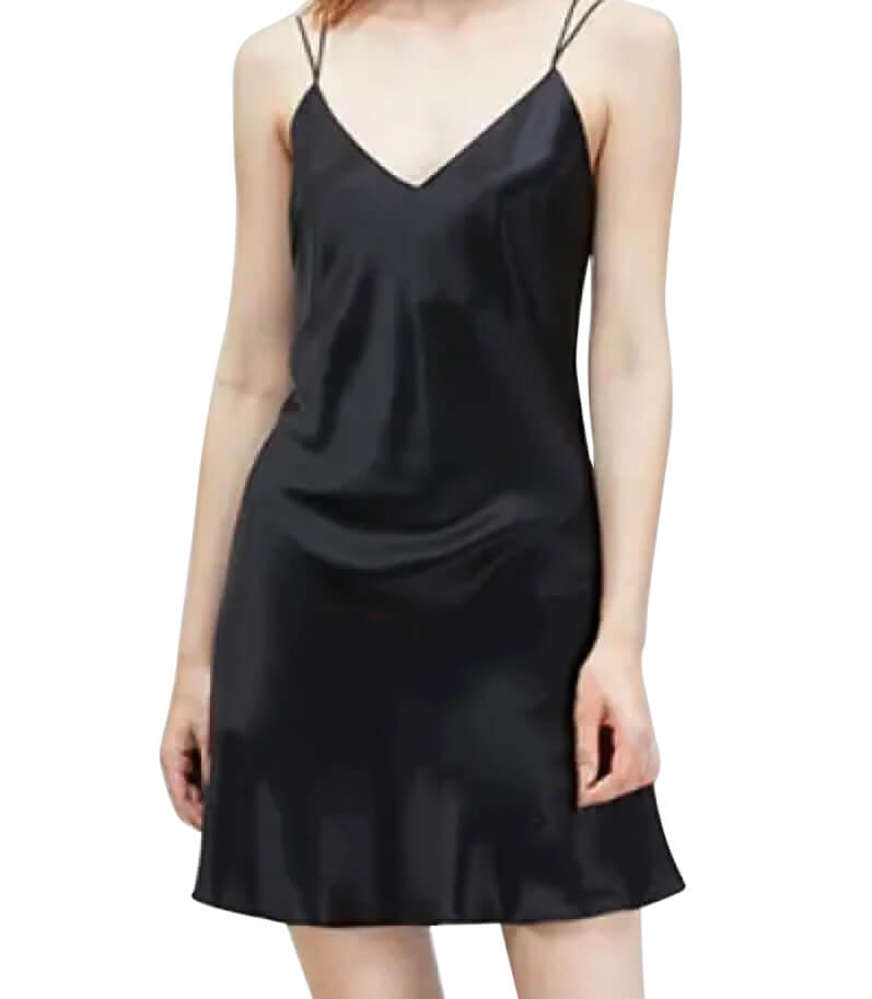 Néligé en soie à doubles bretelles spaghetti