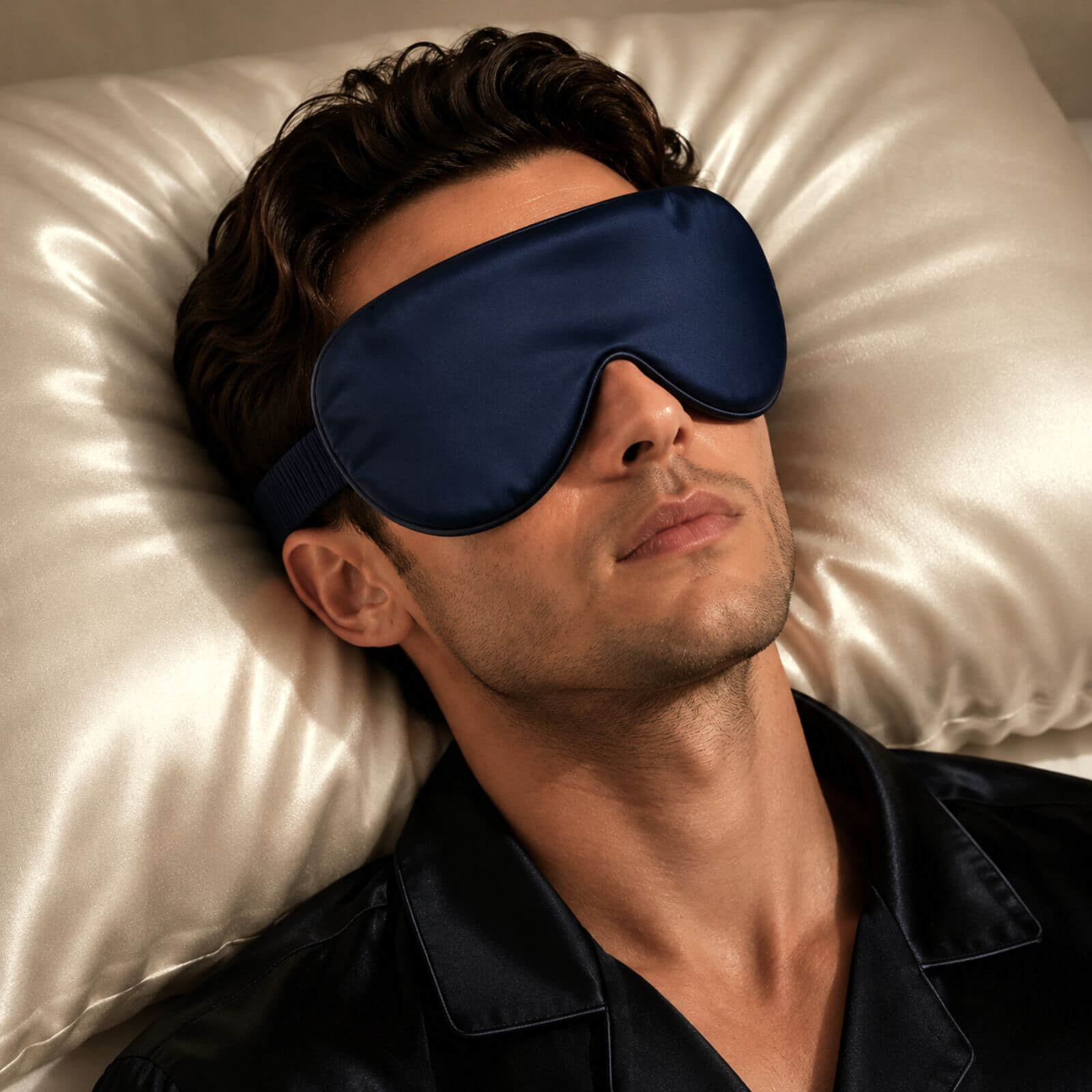 Zijden oogmasker met met zijde omhulde elastische band