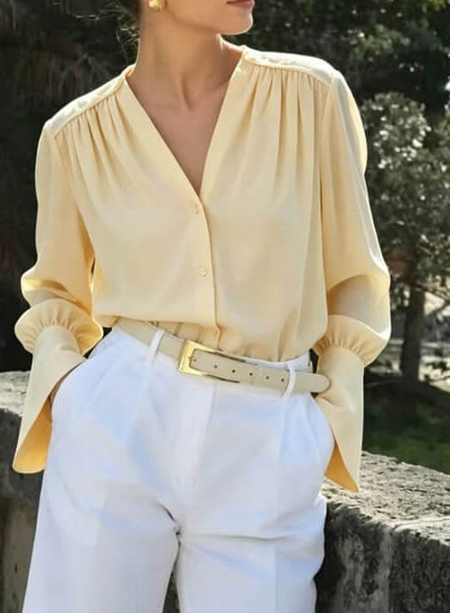 Blouse en soie en mousseline double épaisseur (Vente d’échantillon)
