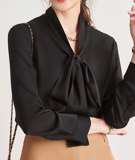 Silk blouse with bow